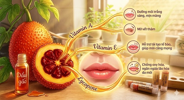 Cách làm son gấc tại nhà cho đôi môi hồng hào, căng mọng cực đơn giản