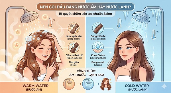 Nên gội đầu bằng nước ấm hay nước lạnh? Lựa chọn nào tốt nhất cho mái tóc?