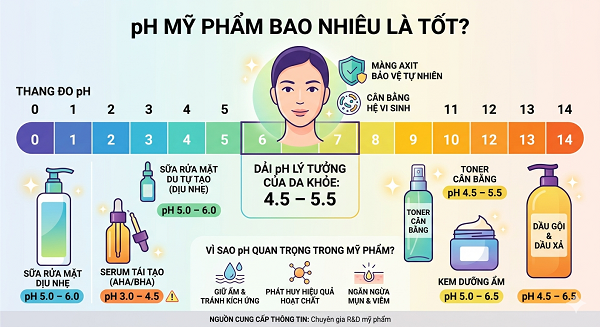 pH mỹ phẩm bao nhiêu là tốt
