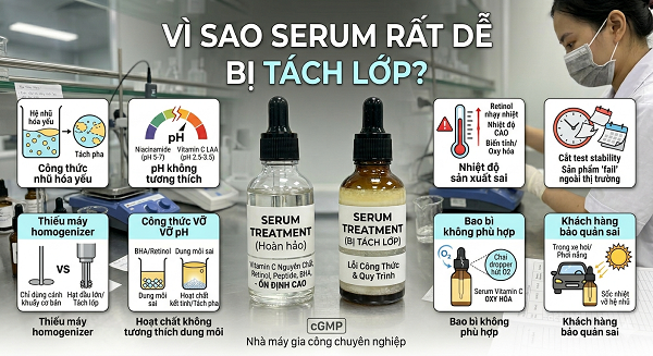 Serum bị tách lớp do đâu?