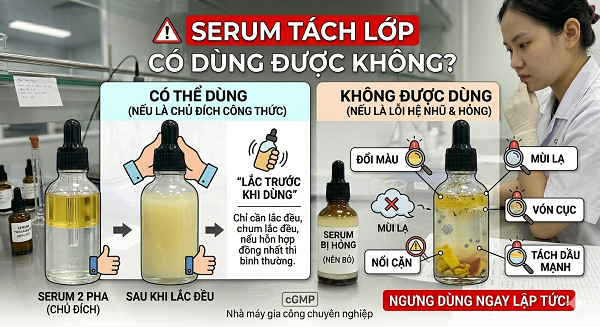 Serum bị tách lớp do đâu?