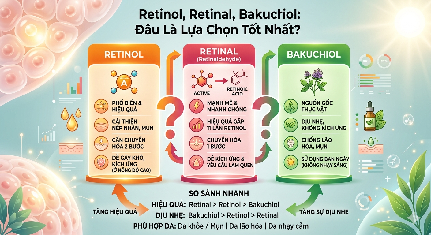 Retinol Retinal Bakuchiol: Đâu Là Lựa Chọn Tốt Nhất?